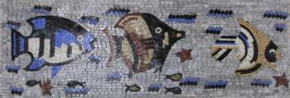 Sea Fishes Marble Stone Bathroom Mosaic