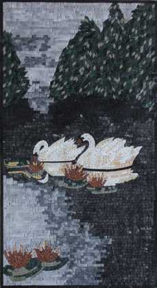 AN184 White swans landscape Mosaic