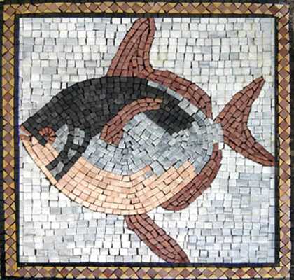 Fish with Big Fins Brown Border Mosaic