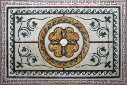 CR34 Central Flower Rectangular Floor Mosaic