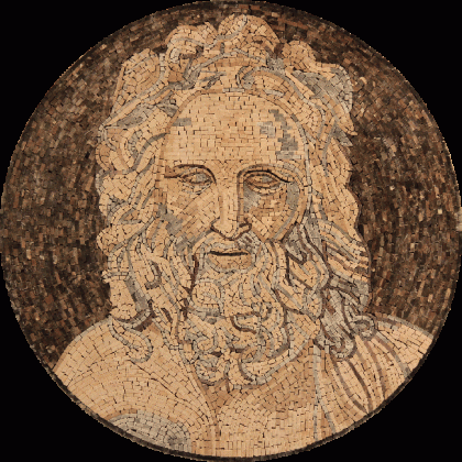 God Portrait Round Mural Wall Art Design  Mosaic