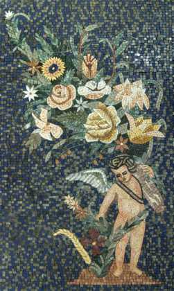 Cupid with Flowers Renaissance Mosaic