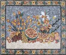 Fruits Still Life Floral Border Kitchen Backsplash Mosaic