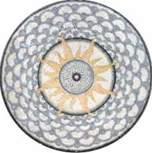 MD3 Sun on grey & white pattern background Mosaic