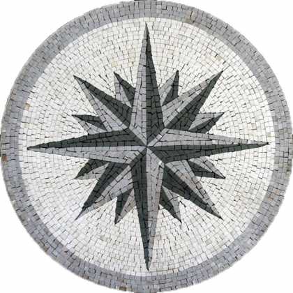 Floor Mosac Compass Decor