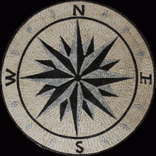 MD998 Compass Accent Motif Medallion  Mosaic