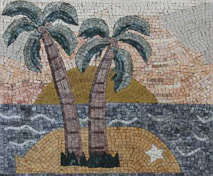 Island Landscape Image Mosaic Art