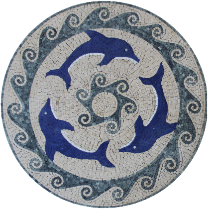 Blue Dolphins Medallion   Mosaic