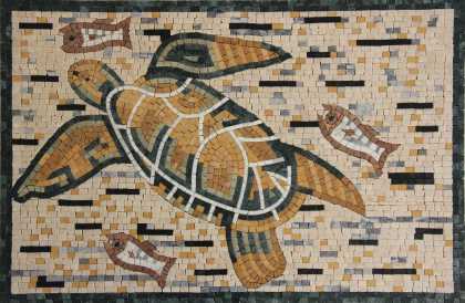 Sea Turtle and Fish Mosaic Mural